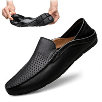 2019 New Mens Shoes Casual Luxury Brand Summer Men Loafers Genuine Leather Moccasins Light Breathable Slip on Boat Shoes